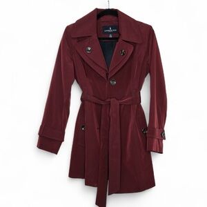 London Fog Elegant Burgundy Women's Trench Coat